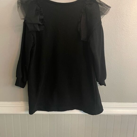 H&M Girls Black Sweater with Tulle Ruffle Details Size 5T - Picture 7 of 8